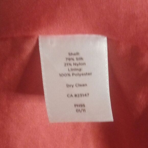 Talbots Grapefruit Color Notched Collar Silk Nylon Blend Blazer Size 4 - Picture 7 of 8